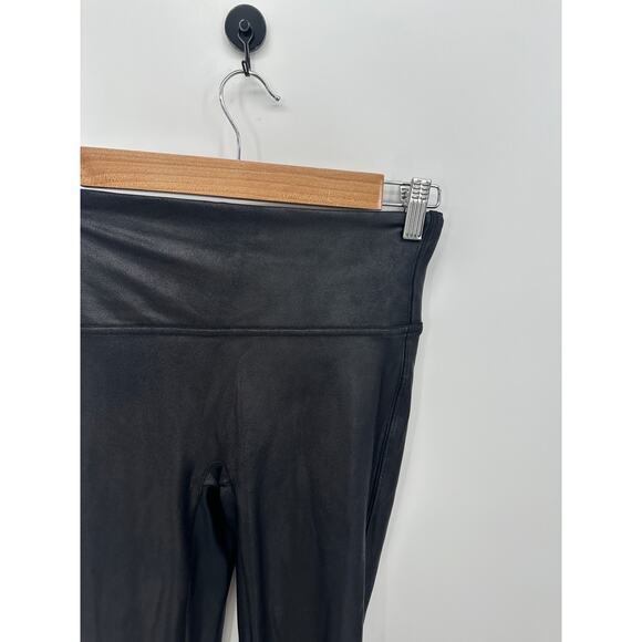 Spanx Leggings Women Small Black Metallic Compression Mid Rise Workout - Picture 4 of 7